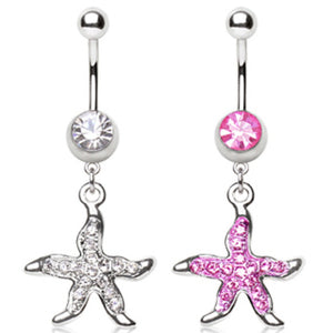 316L Surgical Steel Navel Ring with Starfish Dangle-WildKlass Jewelry