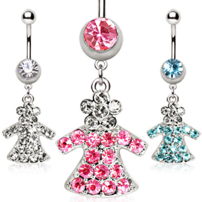 316L Surgical Steel Navel Ring with Angel-WildKlass Jewelry