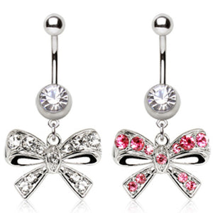 316L Surgical Steel Navel Ring with Tied Ribbon-WildKlass Jewelry