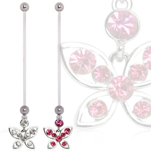 316L Surgical Steel Navel Ring with Butterfly-WildKlass Jewelry