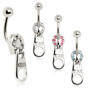 316L Surgical Steel Navel Ring with Zipper-WildKlass Jewelry