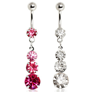 316L Surgical Steel Triple-Tier CZ Navel Ring-WildKlass Jewelry