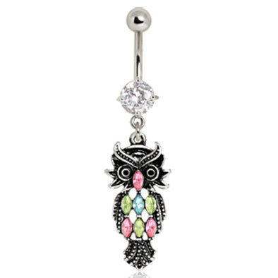 316L Surgical Steel Vintage Owl Navel Ring-WildKlass Jewelry