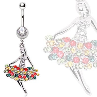 316L Surgical Steel Ballerina Navel Ring-WildKlass Jewelry