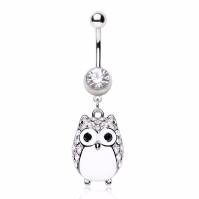 316L Surgical Steel White Owl Navel Ring-WildKlass Jewelry