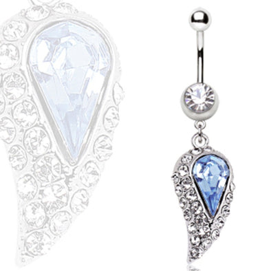 316L Surgical Steel Blue Water Drop Navel Ring-WildKlass Jewelry