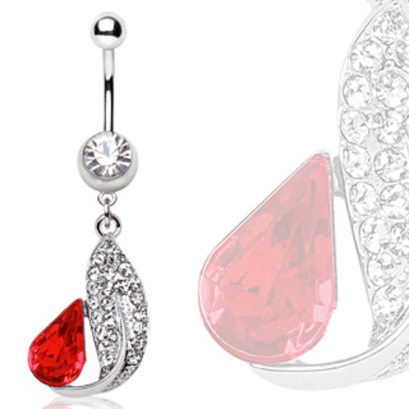 316L Surgical Steel Feather & Tear Drop Navel Ring-WildKlass Jewelry