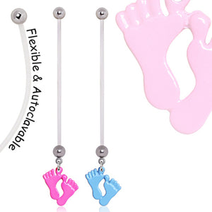 BioFlex Baby Footprint Pregnancy Navel Ring-WildKlass Jewelry