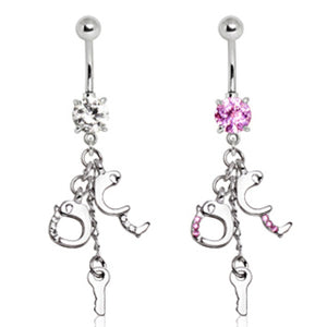 316L Surgical Steel Handcuff and Key Navel Ring-WildKlass Jewelry