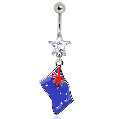 316L Surgical Steel Australia Flag Navel Ring-WildKlass Jewelry