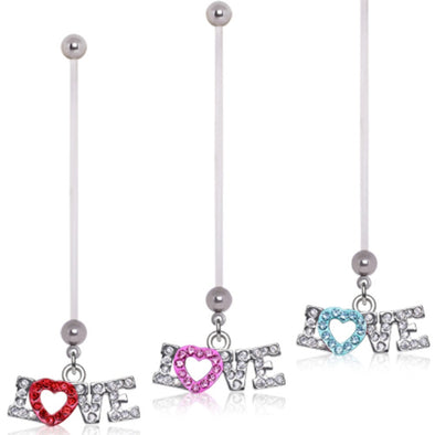 BioFlex Two Tone 'Love' Dangle Pregnancy Navel Ring-WildKlass Jewelry