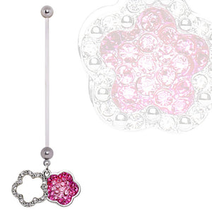 BioFlex Double Layer Flower Dangle Pregnancy Navel Ring-WildKlass Jewelry