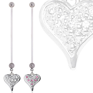 BioFlex Heart Dangle Pregnancy Navel Ring-WildKlass Jewelry