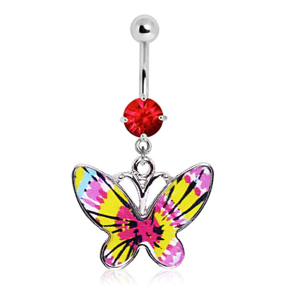 316L Pink Tie-Dye Butterfly Navel Ring-WildKlass Jewelry