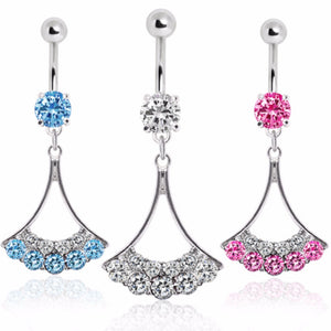 316L Surgical Steel Elegant Chandelier Style Dangle Navel Ring-WildKlass Jewelry