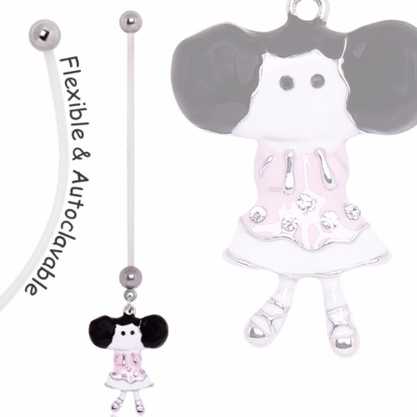 BioFlex Pregnancy Navel Ring with China Doll Dangle-WildKlass Jewelry