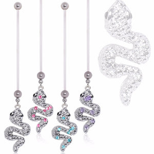 BioFlex Pregnancy Navel Ring with Egyptian Snake Dangle-WildKlass Jewelry