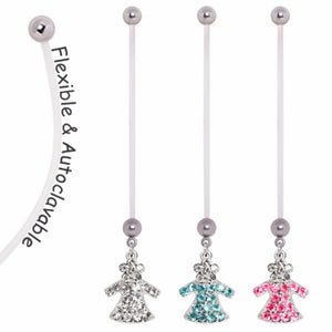 BioFlex Pregnancy Navel Ring with Gemmed Dress Dangle-WildKlass Jewelry