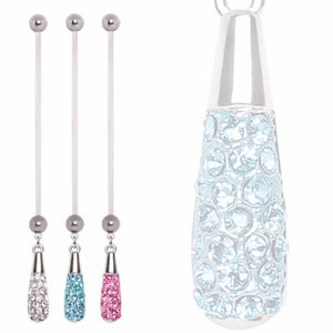 BioFlex Pregnancy Navel Ring with Gemmed Teardrop Dangle-WildKlass Jewelry