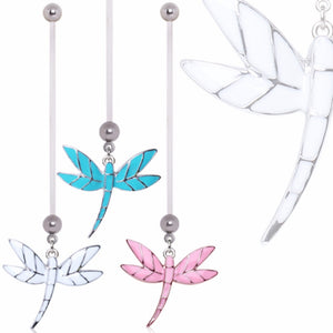 BioFlex Pregnancy Navel Ring with Enameled Dragonfly Dangle-WildKlass Jewelry