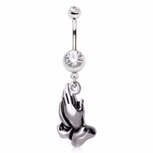 316L Surgical Steel Praying Hands Navel Ring-WildKlass Jewelry