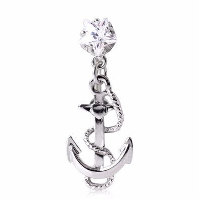 316L Surgical Steel Anchor and Rope Top Down Navel Ring-WildKlass Jewelry