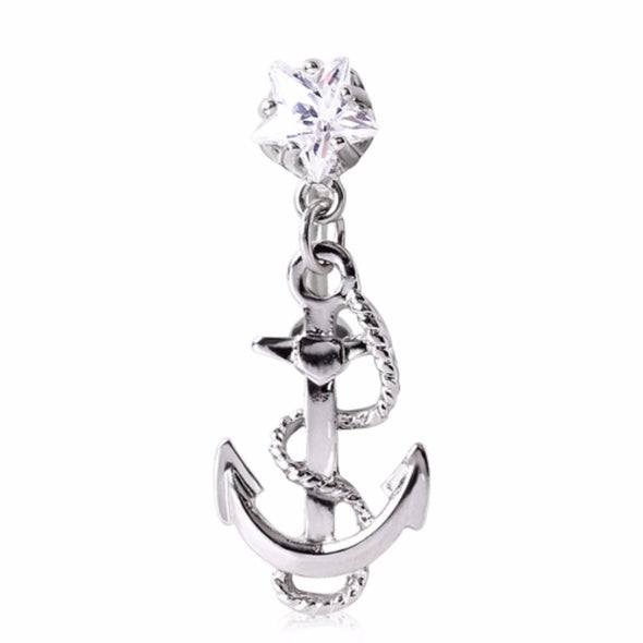 316L Surgical Steel Anchor and Rope Top Down Navel Ring-WildKlass Jewelry
