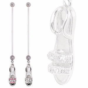 BioFlex Pregnancy Navel Ring with Gemmed Summer Sandle Dangle-WildKlass Jewelry