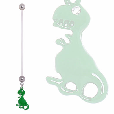 BioFlex Pregnancy Navel Ring with Green T-Rex Dangle-WildKlass Jewelry