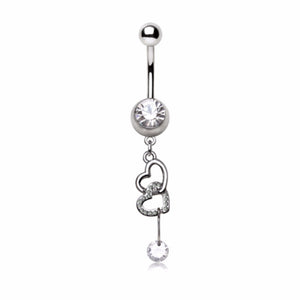 316L Stainless Steel Interlocked Heart Navel Ring-WildKlass Jewelry