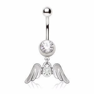316L Stainless Steel Angel Wing Navel Ring-WildKlass Jewelry