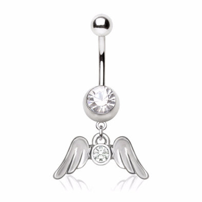 316L Stainless Steel Angel Wing Navel Ring-WildKlass Jewelry