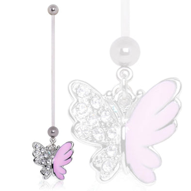 BioFlex Two Tone Butterfly Pregnancy Navel Ring-WildKlass Jewelry