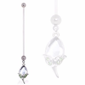 BioFlex Pregnancy Navel Ring with CZ Tulip Dangle-WildKlass Jewelry