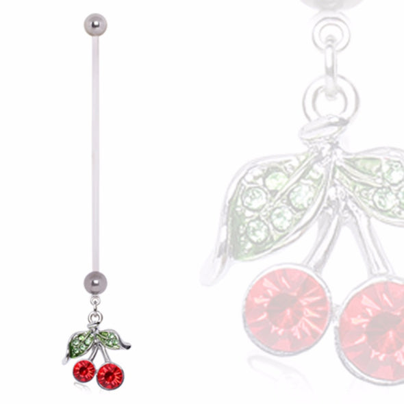 BioFlex Pregnancy Navel Ring with Cherry Dangle-WildKlass Jewelry