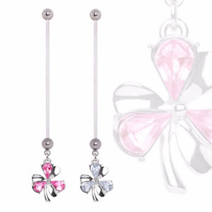 BioFlex Pregnancy Navel Ring with Clover Leaf Shaped Dangle-WildKlass Jewelry