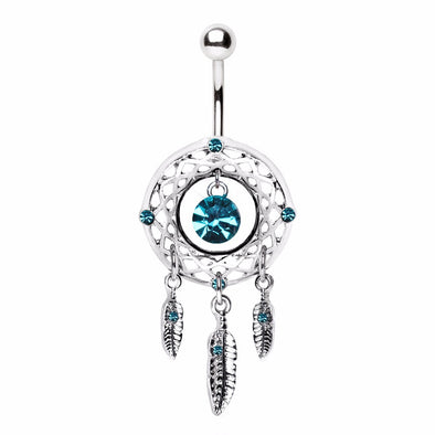 316L Stainless Steel Native Dream Catcher Navel Ring-WildKlass Jewelry