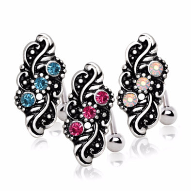 316L Stainless Steel Vintage Hinged Top Down Navel Ring-WildKlass Jewelry