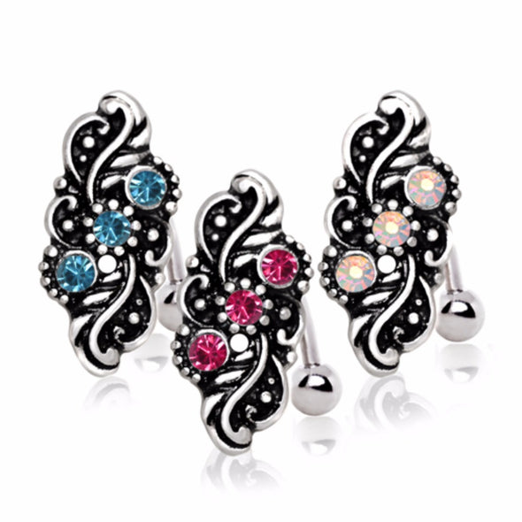 316L Stainless Steel Vintage Hinged Top Down Navel Ring-WildKlass Jewelry