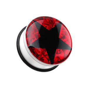 Star Glitter Single Flared Ear Gauge Plug-WildKlass Jewelry