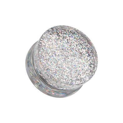 Ultra Shine Glittered Double Flared Acrylic Ear Gauge Plug-WildKlass Jewelry