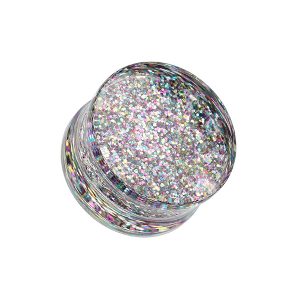 Glitter Shimmer Single Flared WildKlass Ear Gauge Plug (Sold As Pairs