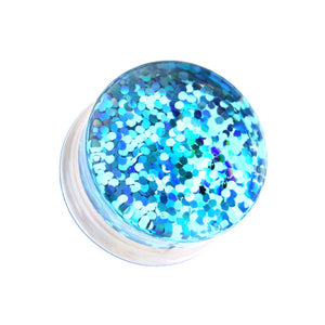 Double Sided Holographic Glitter Double Flared Ear Gauge Plug-WildKlass Jewelry