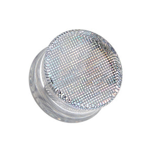 Square Holographic Prism Glitter Double Flared Ear Gauge Plug-WildKlass Jewelry