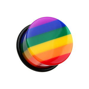 Rainbow Stripe Single Flared Ear Gauge Plug-WildKlass Jewelry