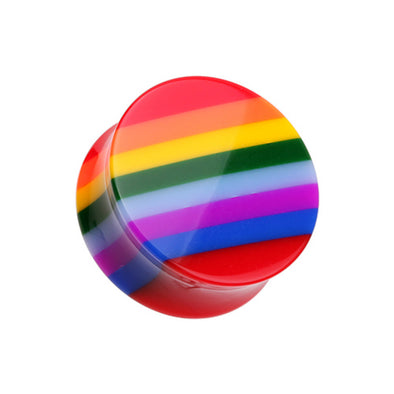 Rainbow Stripe Double Flared Ear Gauge Plug-WildKlass Jewelry