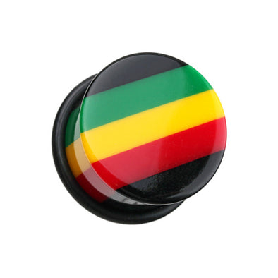 Rasta Jamaican Stripe Single Flared Ear Gauge Plug-WildKlass Jewelry