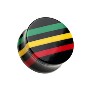 Rasta Jamaican Stripe Double Flared Ear Gauge Plug-WildKlass Jewelry