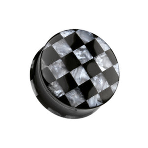 Marble Checker Double Flared Ear Gauge Plug-WildKlass Jewelry