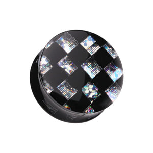 Marbled Checker Stripe Double Flared Ear Gauge Plug-WildKlass Jewelry